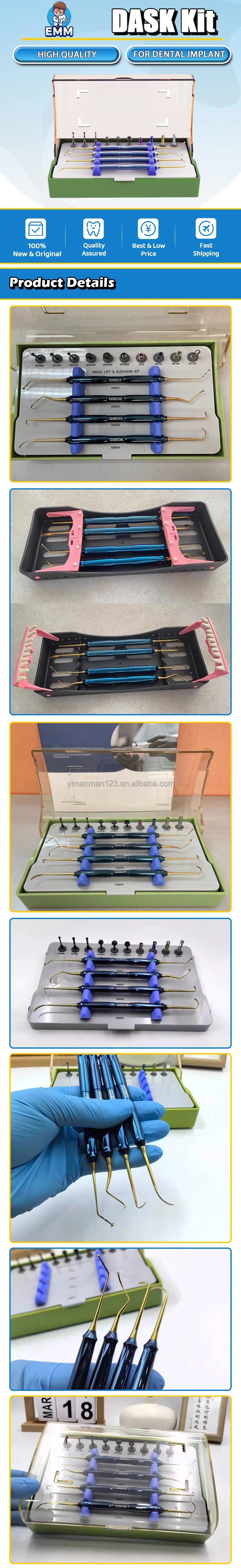 Dental Dask Kit Dental Implant Sinus Lift Instrument Tool Set Dental Equipment Manual Power Source Steel Material supplier