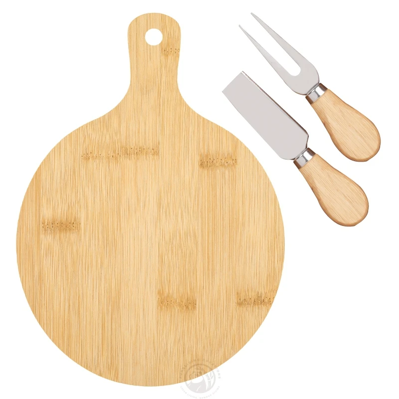 China Manufacture Bamboo Pizza Board Paddle Rounded Edges with Handle Cheese Board