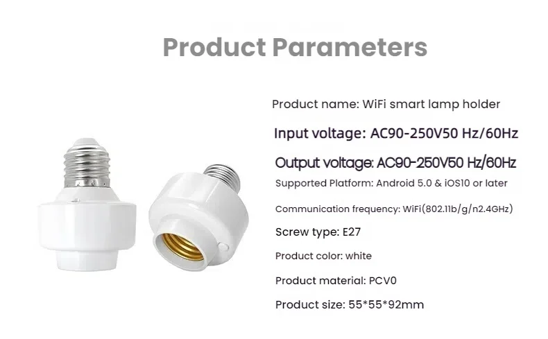 Yiweilian WiFi toma de corriente inteligente enchufe E26/E27 portalámparas teléfono inalámbrico Control remoto temporizador interruptor UE enchufe barra diseño hogar