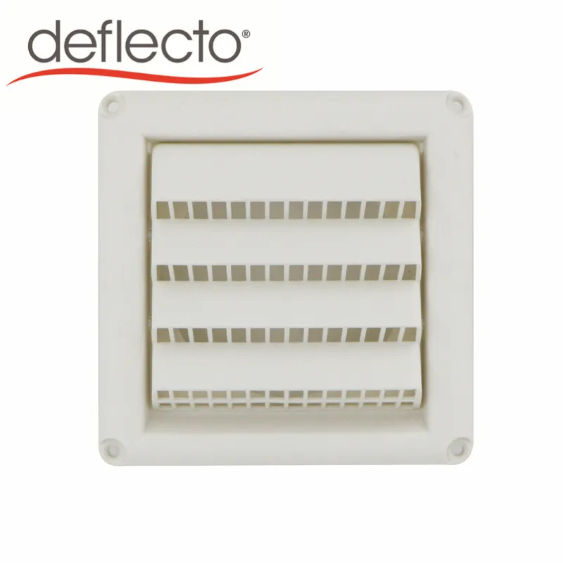 White Wall Grille 4"/100mm with Fixed Louvres for Extractor Fan Round Spigot 