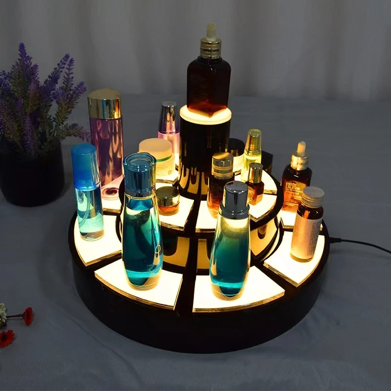 Counter Top Luxury Led Light Acrylic Perfume Display Stand For