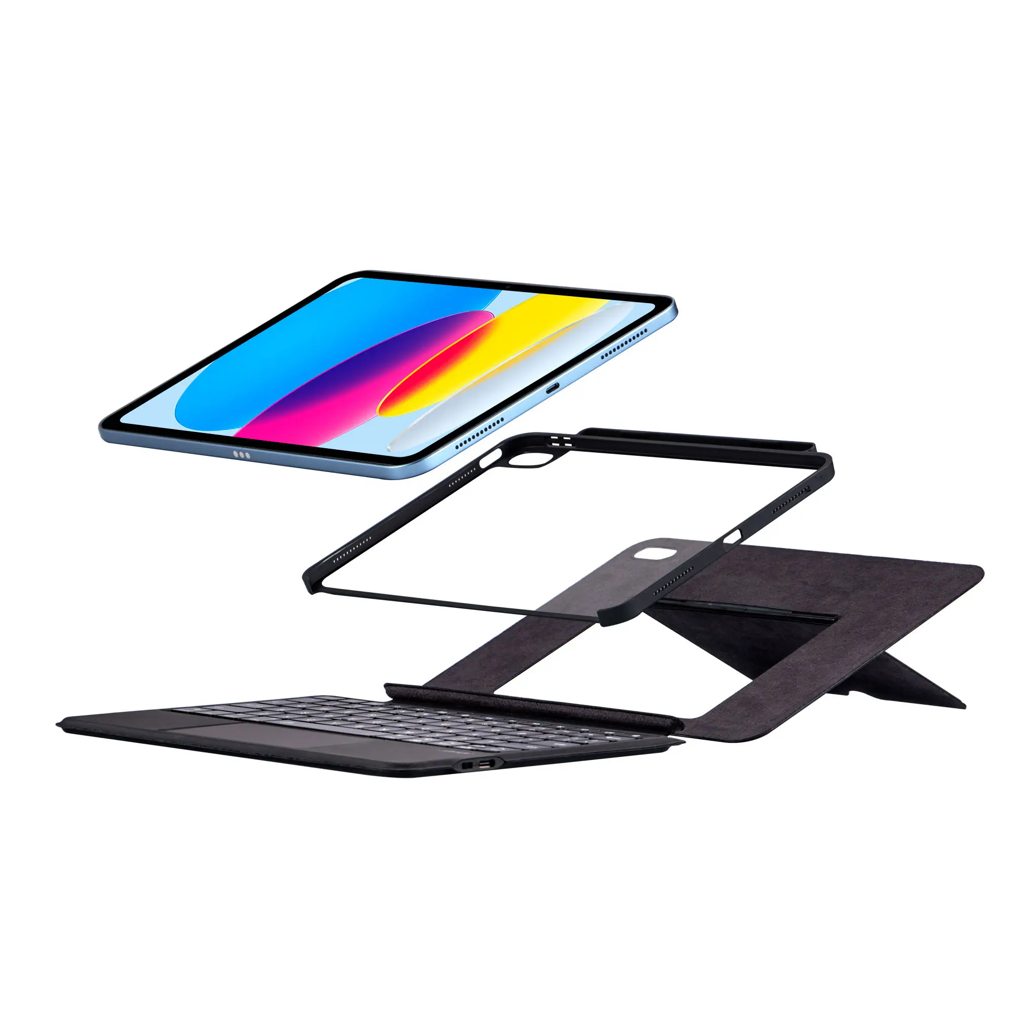 product customizable magic detachable waterproof shockproof for ipad 10 keyboard case with pencil holder touchpad backlight new product-2
