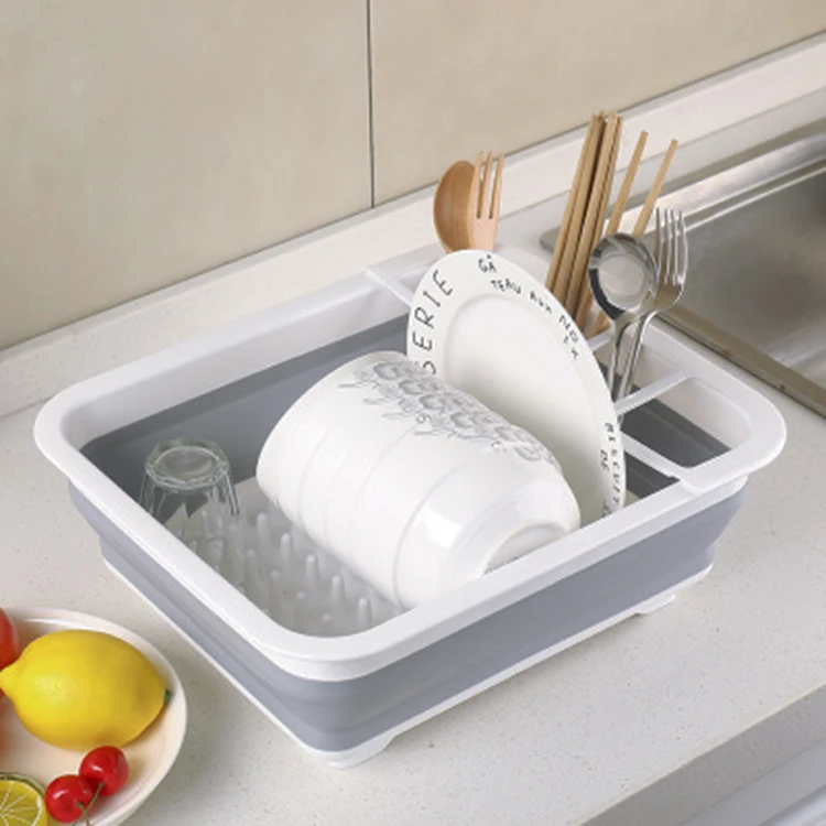 Foldable Multifunctional kitchen collapsible colander tableware storage rack vegetable water drain basket