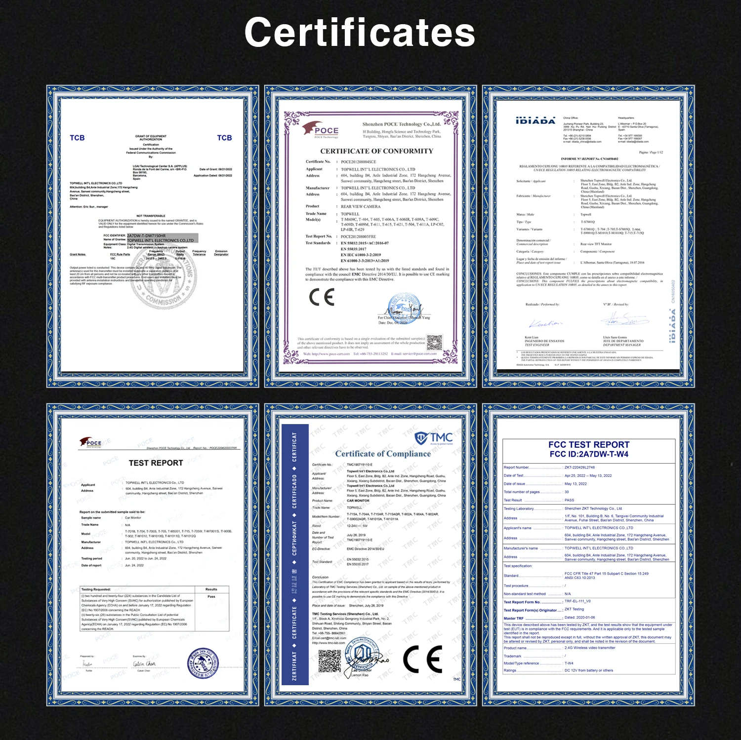 Certificates