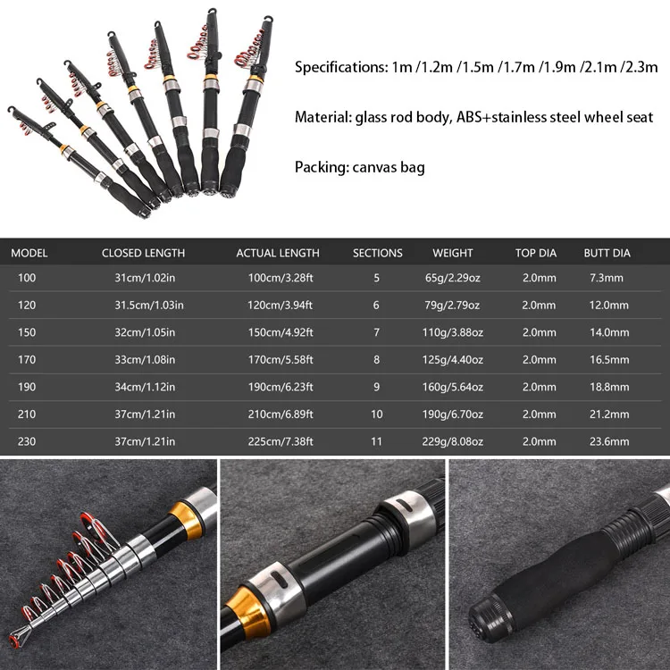 Zhuo Run Ultrashort Fiberglass Sea Fishing Bait Ice Fishing Rod