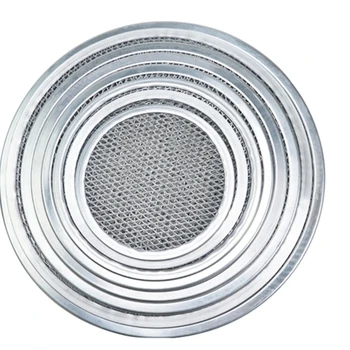 Food Grade round Aluminium Pizza Tray with Wire Mesh Screen Metal Net Pan for Cooking Pizza Expanded Mesh