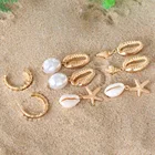 Shell Earrings Bohemian Shell Irregular Pearl Conch Starfish 4 Pair Set Earrings