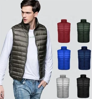 Men's lightweight packable accent puff vest waterproof winter outdoor vest