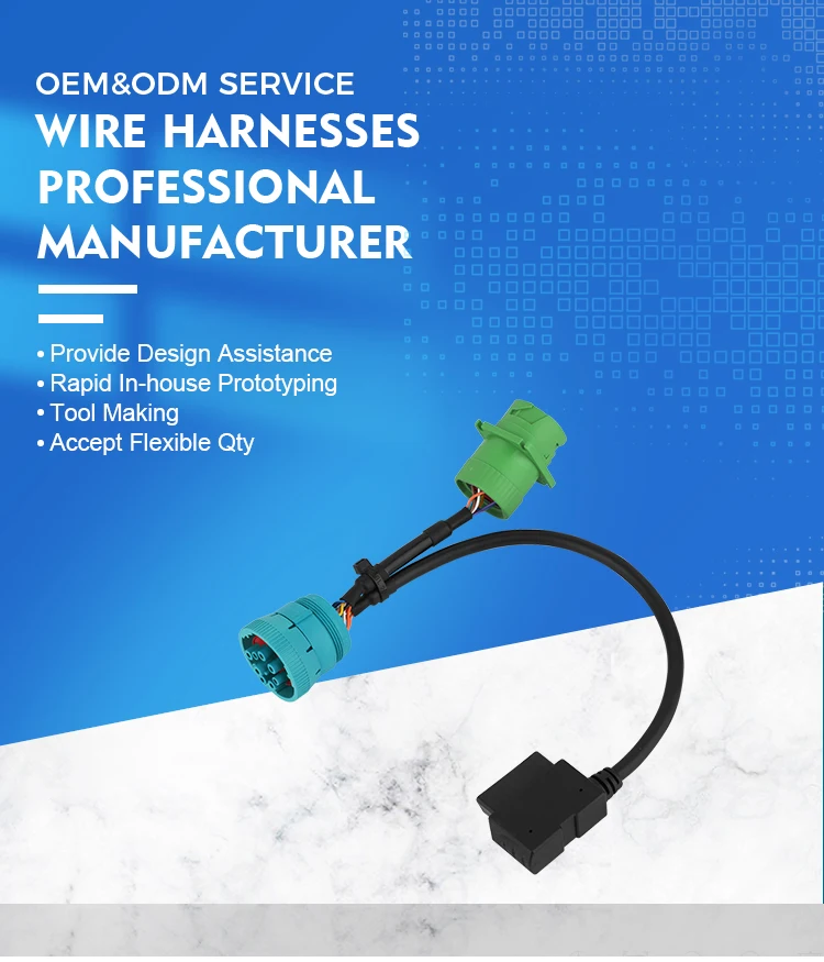 product customized obd2 obdii to j1939 9pin connector y cable-2
