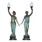 Brass Modern Living Room Brass Shelves Gold Torchiere Lady Floor Lamp