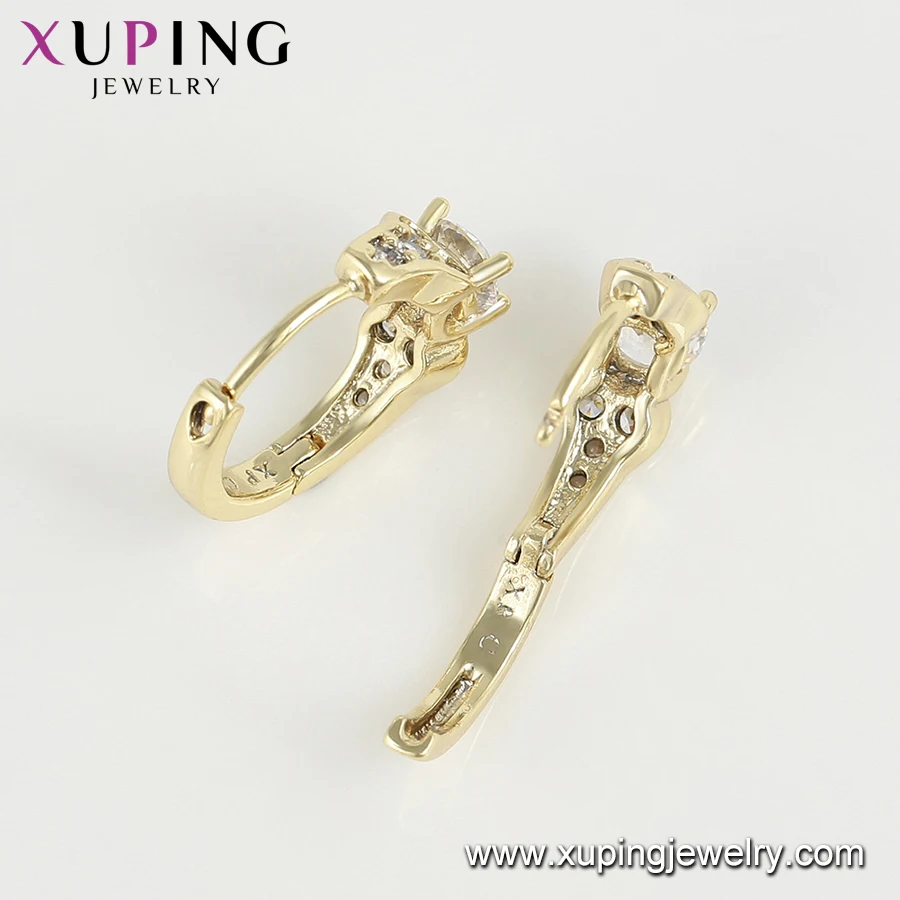 80243 Xuping fashion inlayed synthetic CZ gold plated small wholesale jewelry hoop earrings for women