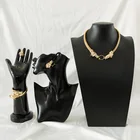 Plated Set SUNNICE Dubai Design 24K Gold Plated Jewelry Set Big Earrings And Necklace Set Fashion SET04