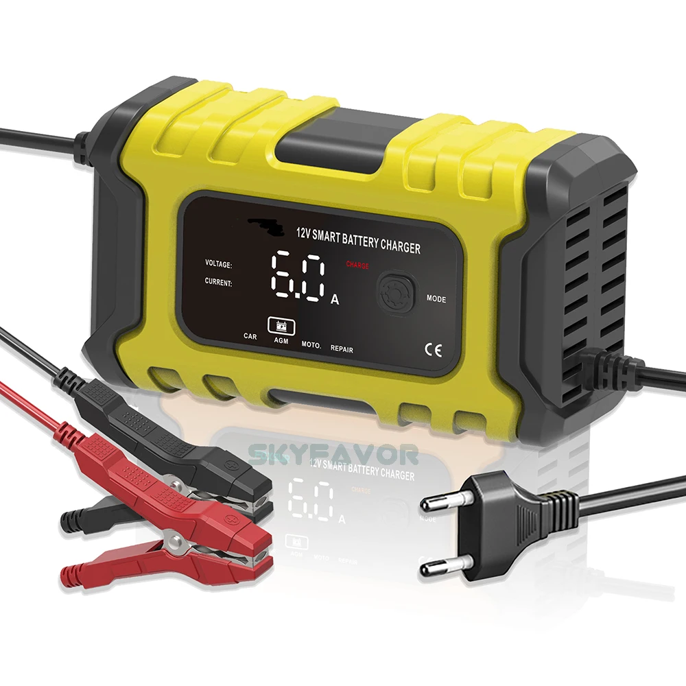 New products smart battery charger car 12v auto 12 VOLT 6A pulse Repair lead acid Maintenance-free car battery charger for 60AH