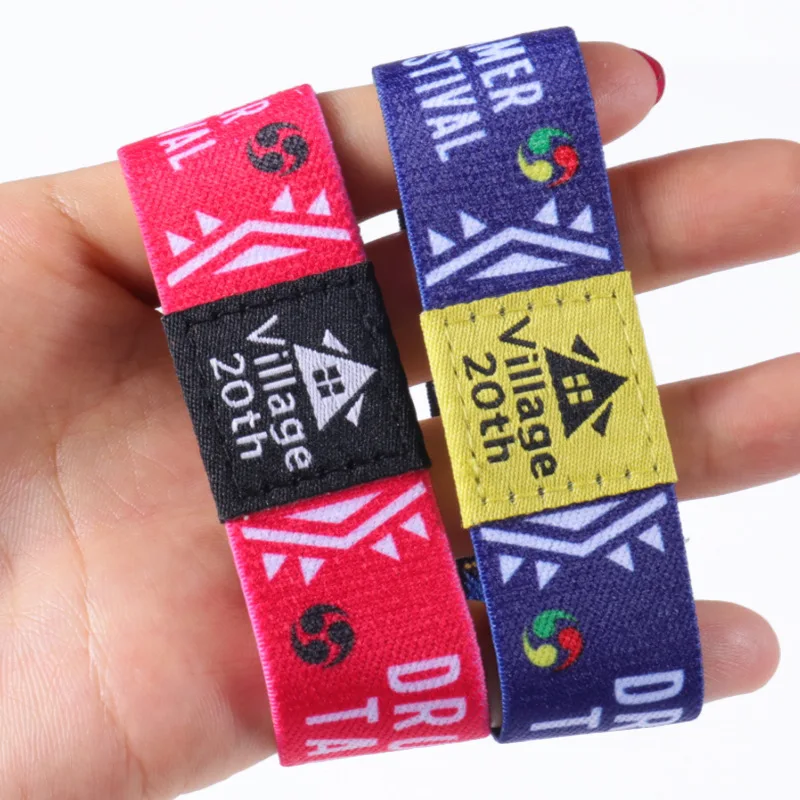 rfid recycle cloth fabric bracelet custom logo woven polyester elastic wristband for access control-4