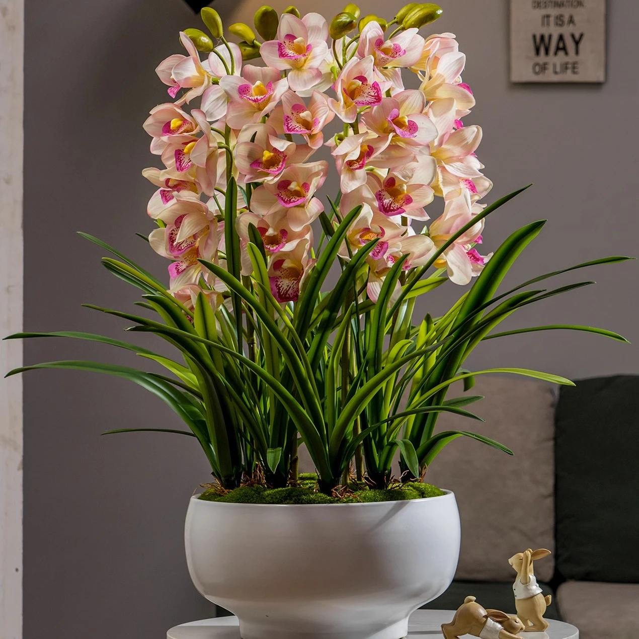 Hot seller Real Touch Artificial Orchid Flowers For Home Decoration Butterfly Orchid Phalaenopsis Flower Potted Plants