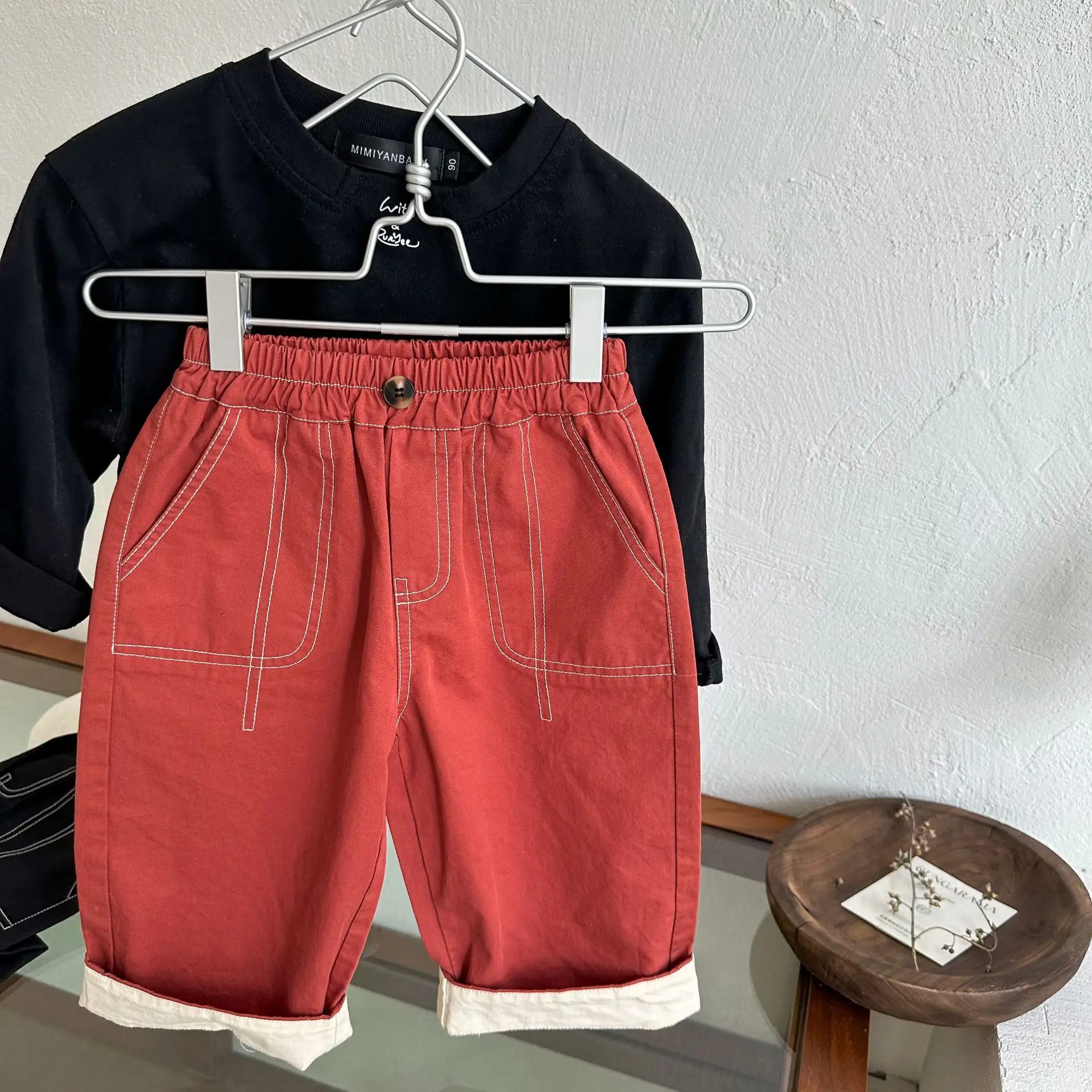 Children's trousers 2023 autumn new products boys and girls loose embroidered straight pants baby cotton casual pants