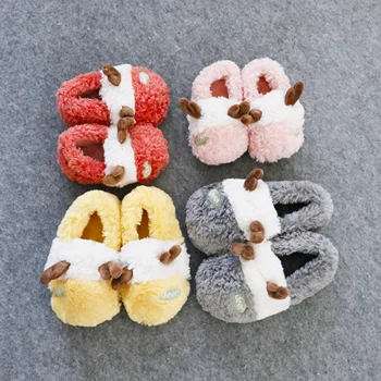 Hot Selling Cute Soft Winter Warm Child Children's Dress Shoe Christmas Furry Fur Plush Footwear Kid Baby Casual Shoes