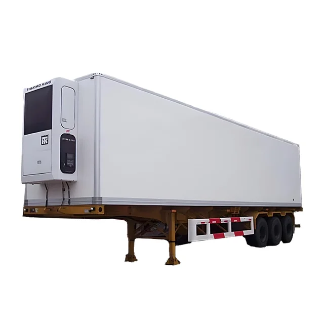 Yalong 3 Axle Semi-Trailer 40 Ton-60 Ton Refrigerated Van Reefer Dry Van with Meat Hook Container Steel Material