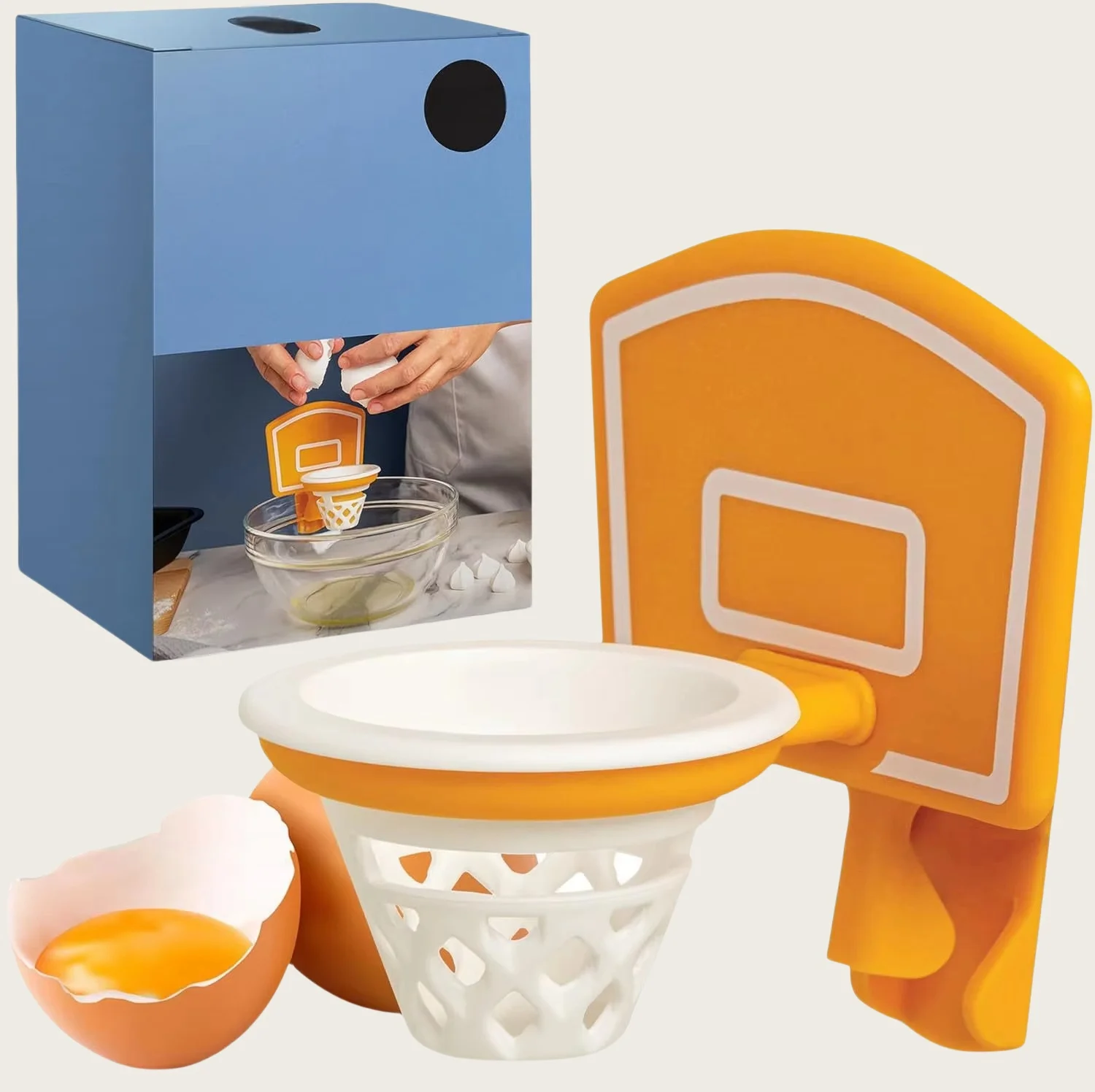 2024 New White Yolk Separator Basketball Hoop Egg Divider Yolk Divider Kitchen Cooking Egg Tool Filter Egg Extractor