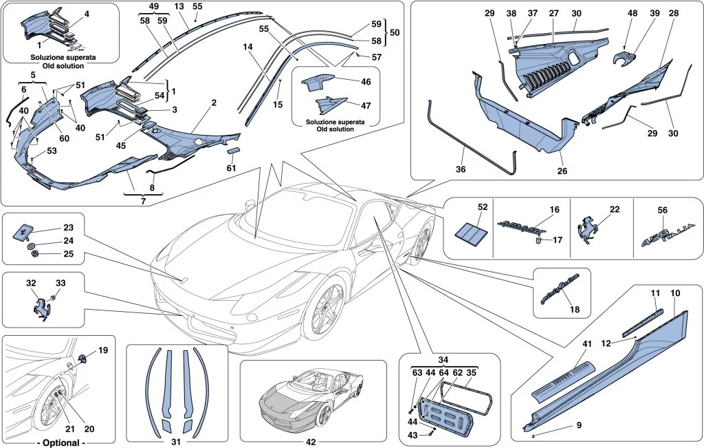 Left Or Right Rocker Panel Side Skirt For Ferrari 488 GTB 488 Pista OEM 86612310 86612010 Plastic Material Other Car Body Parts manufacture