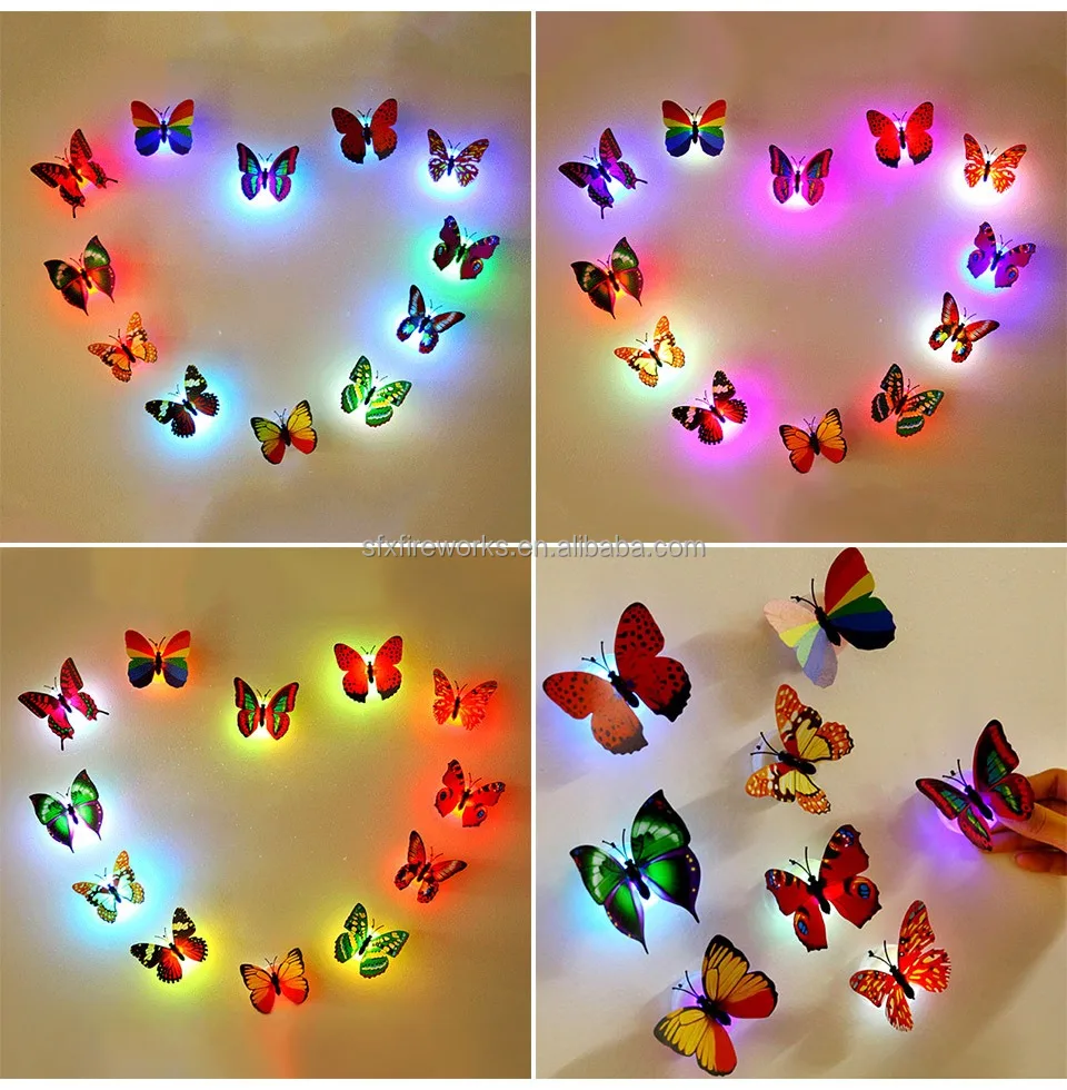 Wholesale Beautiful D Decal Pvc Wall Sticker Lighting Led D Butterfly