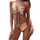 String Julysand New Arrivals Sexy Leather Bandage String Bikini High Waist Ruffled Bikini