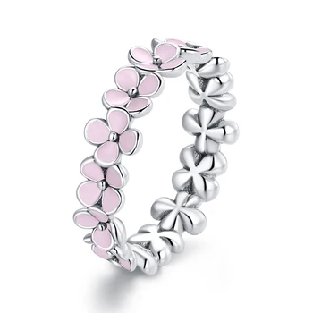 New Arrive Top Quality Factory Beautiful Daisy Pink Flower Girl Women Eternity Ring