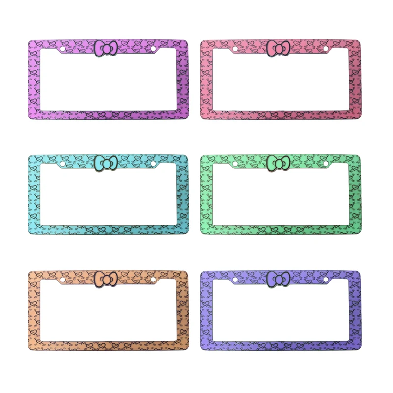 Custom USA Bowknot License Plate Frame UV Printing Plastic License Plate Frame for Cars Decoration factory