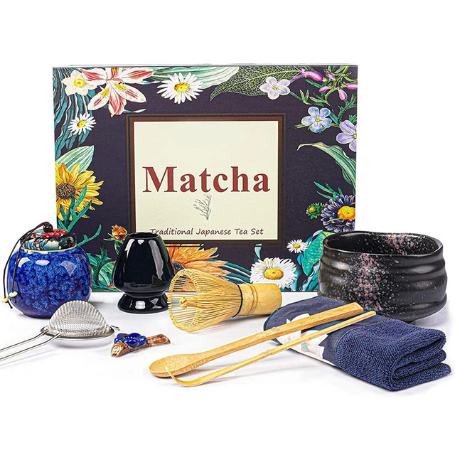 NEWELL Japanese Style Various Types Matcha Making Tools Custom Printed Gift Box Bamboo Tea Whisk Matcha Set for Tea Ceremony