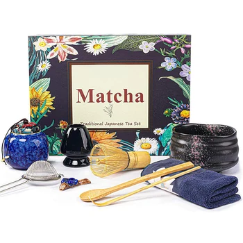 Newell Japanese Style Various Types Matcha Making Tools Custom Printed Gift Box Bamboo Tea Whisk Matcha Set for Tea Ceremony