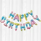 Party Hot Product 16 Inch Letter Happy Birthday Rainbow Black Aluminum Balloon Party Decorations Balloons