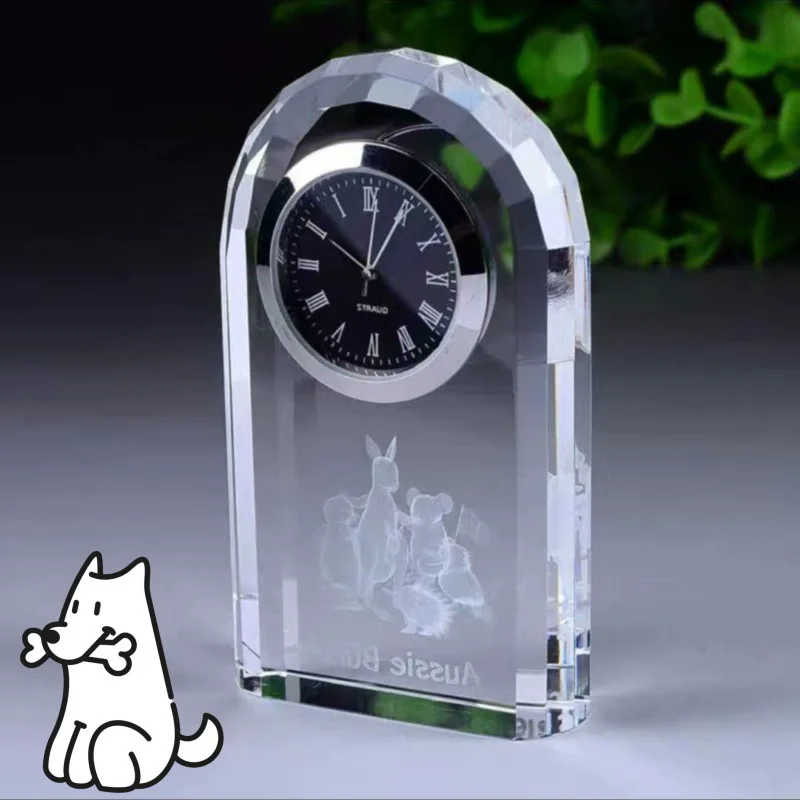 product fashion custom high quality crystal table clock gift for personal engraved letter souvenir crystal glass clock-5