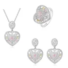 Pave Sets Silver Set Trendy Fashion Bridal Micro Pave 925 Sterling Silver Jewelry Sets