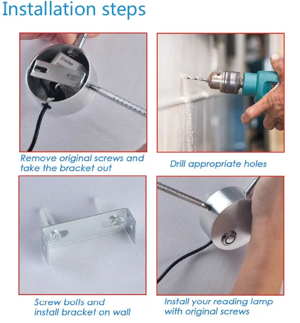 3W wall mounted led reading table light Hotel bedroom bedside headboard flexible gooseneck lamp