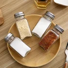 Pepper Spices Empty Salt Pepper Shaker Spices Glass Jar Seasoning Bottle Square Glass Jars For Spices