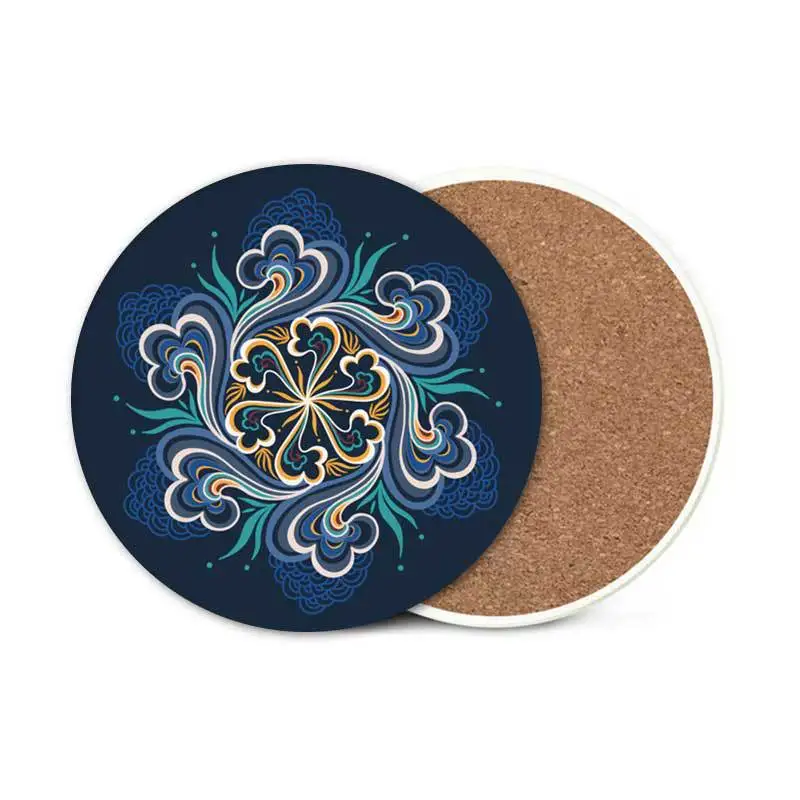 USSE Customized Ceramic Coasters, Best Absorbent Drink Round Ceramic Table Coasters Set Decorative Coffee Cup Beverage Coasters