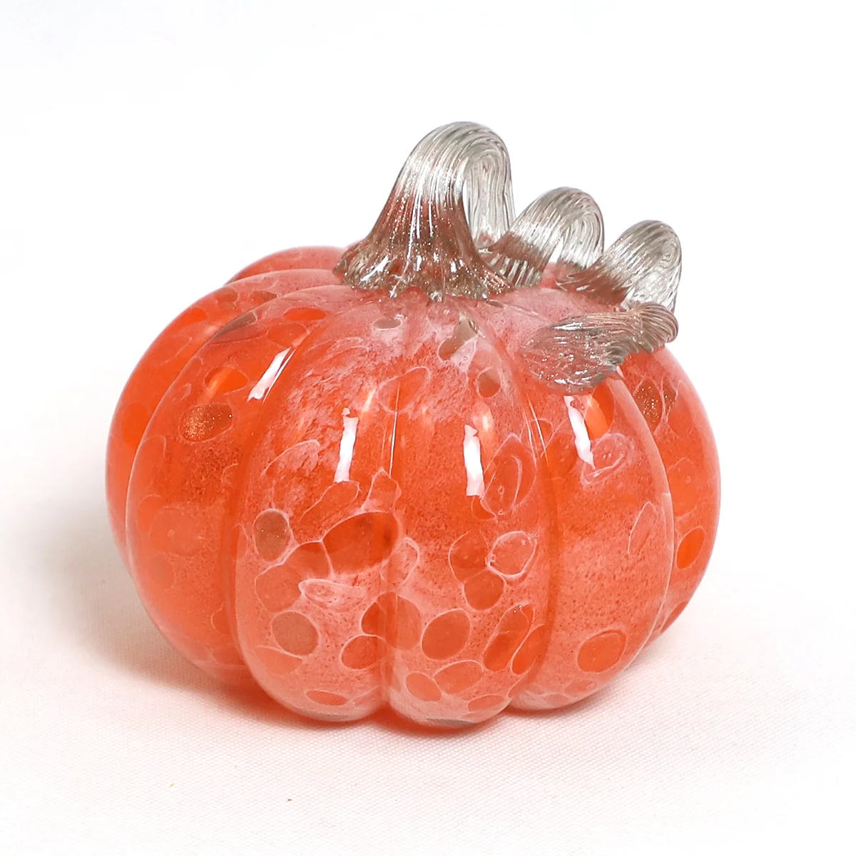 Handmade 3D Clear Glass Transparent Pumpkin Shape Halloween Glowing Acrylic Battery Operated Wireless Thanksgiving Decoration supplier