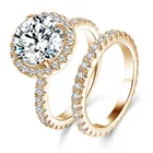 Ring Wedding Rings Hot Sale Brass Rose Gold 1.5 Carat Engagement Ring Gemstone Cz Wedding Diamond Rings