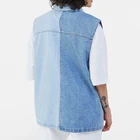 Vest Buttons Mens Vest Cotton Denim Vest Snap Buttons Placket Men Patchwork Denim Vest In Bulk