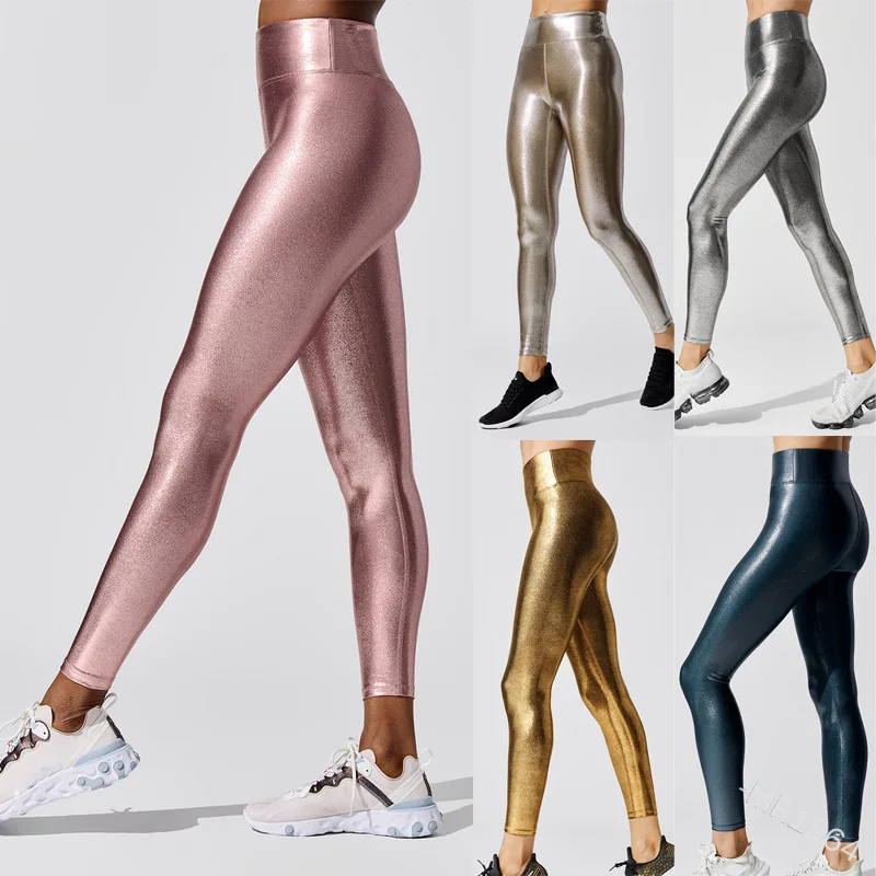 Gold Printed Plain Casual Pants Pencil 