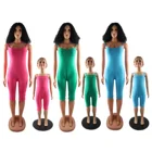 Family 2021 New Sling Shorts Jumpsuit Outfits Pajamas Family Kids Onesie Matching Parent-child Outfits