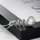 Pearl Necklace Premium Rhodium Plated Pearl Pendant Twisted Design Pendant Necklace With Crystals