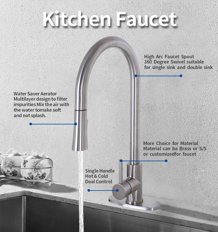 Good-value us style kitchen faucet upc pull down single handle pull out kitchen faucet for sink