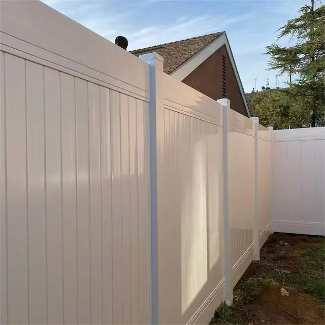 Residential White Vinyl Privacy Fence Post with PVC Gray Fencing Panel Low Price Easily Assembled for USA market