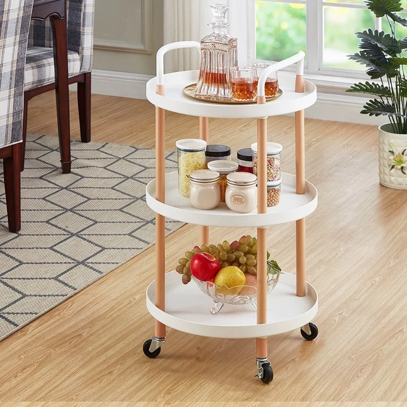 Nordic trolley home storage rack multi-functional living room with wheels movable floor trolley coffee table