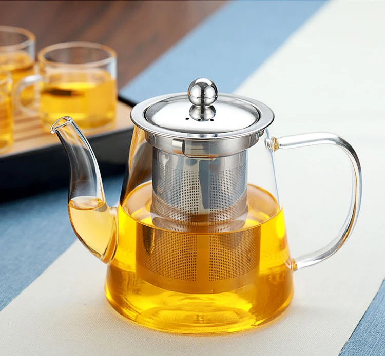 tetera transparente de borosilicato para té de hojas sueltas agua caliente y helada Beowanzk Teteras de cristal con infusor 1000 ml para estufa de 2 a 4 tazas té floreciente 