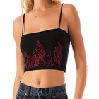 Tank Top Shirt Women Customize Tshirt Custom Women's Tank Top Flame Rhinestone Womens Crop Top T Shirt