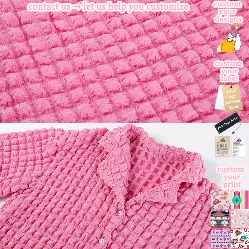 Custom Pink Long Lounge Wear 2 Piece Short Set Pyjamas Sleepwear Womens Loungewear