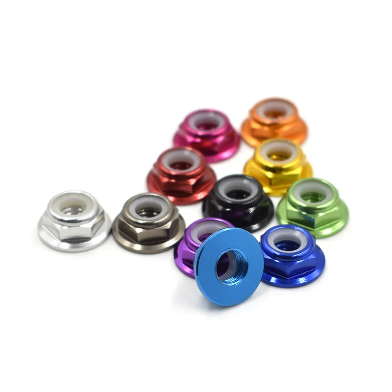Parts & Accessories 8pcs/lot Aluminum Flange M3 Lock Nuts Nylon Self-Tightening Anodized RC Models Hardware RC Replacement Color: Black 