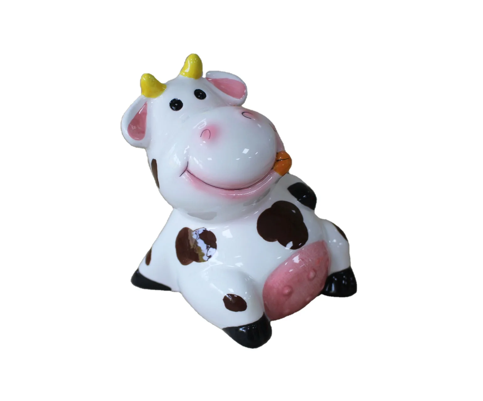 Red YSMYWM Cute Cow Ceramic Piggy Bank Personalized Money Saving Bank for Kids Gift